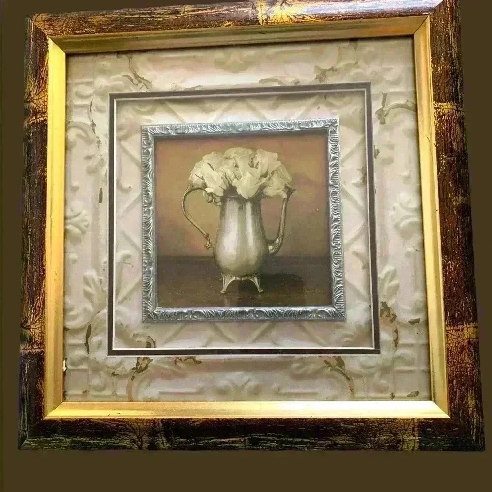 10 1/2” by 10  1/2 “ vintage boudoir framed photo
